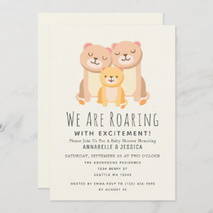 Invitación Lion Roaring Emoción 2 mamás Baby Shower