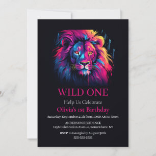 Invitación Lion Wild Un Cumpleaños