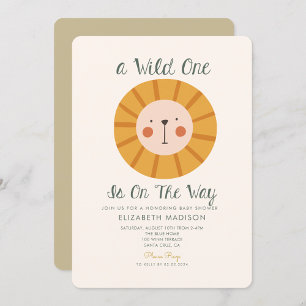 Invitación Lion Wild uno está en la ruta Baby Shower