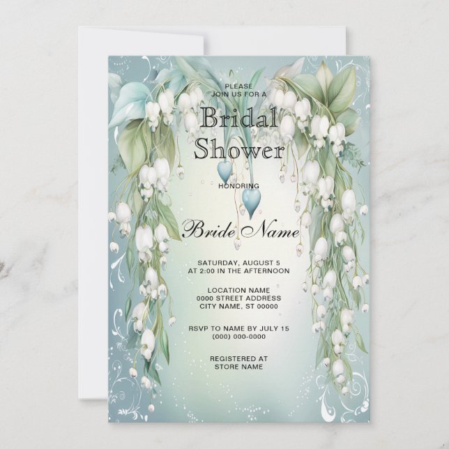 Invitación Lirio acuarela de la ducha de novias en el valle (Anverso)
