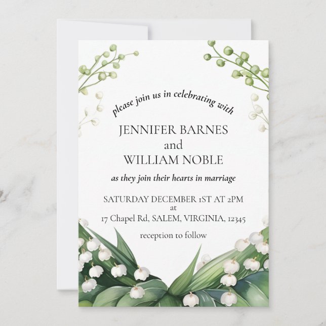 Invitación Lirio acuarela del Boda de las Bridas del Valle (Anverso)
