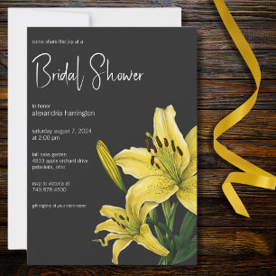 Invitación Lirio Amarillo en Ducha de Novia Negra