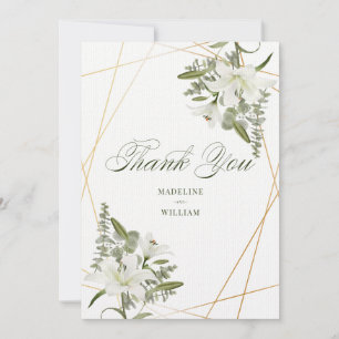 Invitación Lirio Blanco Floral Gracias   Agrega tu foto