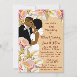 Invitación Lirio blanco y Boda afroamericano de Peony