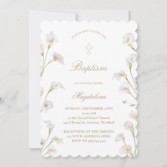 Invitación Lirio calla | Bautizo (Anverso)