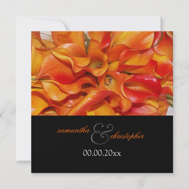 Invitación Lirio calla naranja quemada de PixDezines (Anverso)
