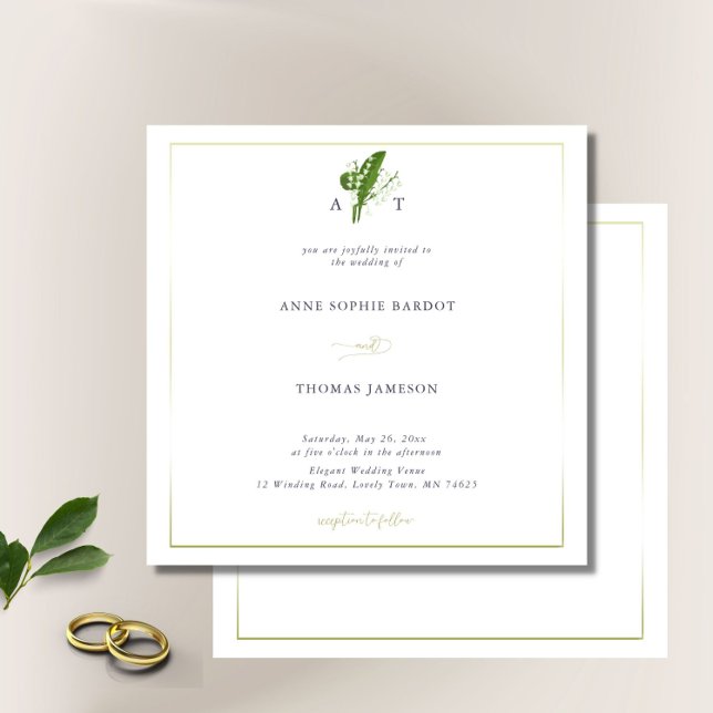 Invitación Lirio clásico del marco dorado de la boda de prima (Subido por el creador)