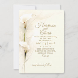Invitación Lirio de Agua Blanca Calla Acuarela Floral Boda Se