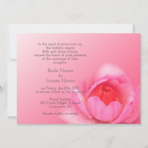 Invitación lirio de agua rosa sobre fondo rosa. 粉 红 色 睡 莲 。