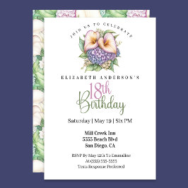 Invitación Lirio de Cala Pastel Precioso Cumpleaños 18