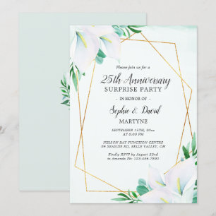 Invitación Lirio de Calla Blanco Geométrico 25 Aniversario