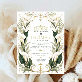Invitación Lirio de Calla Boda Botánico Floral Elegante Blanc