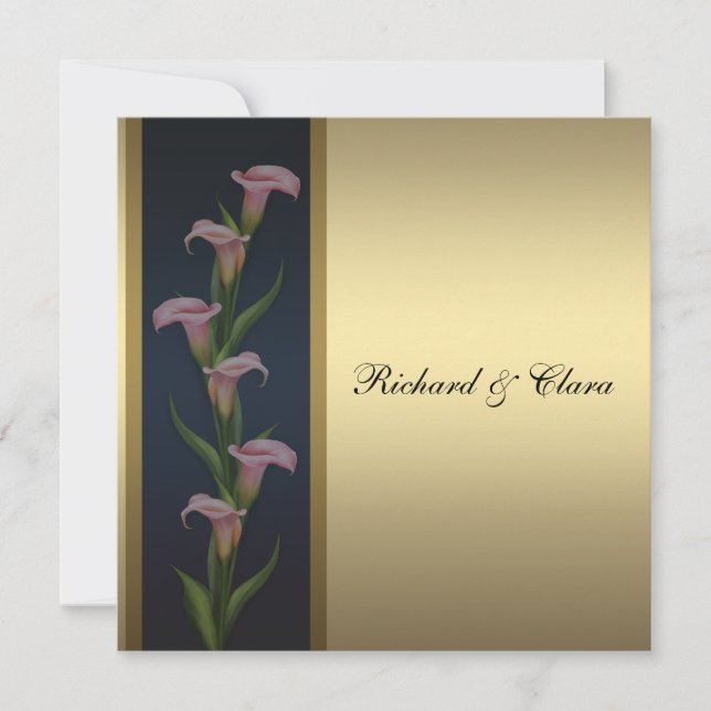 Invitación Lirio de Calla Dorado 50º Aniversario Dorado (Anverso)