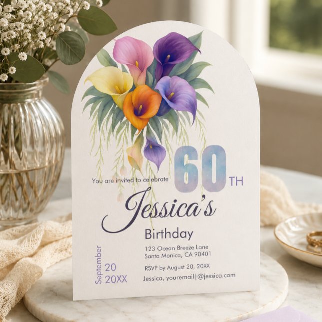 Invitación Lirio de Calla Elegante Cumpleaños 60 Aniversario (Subido por el creador)