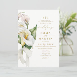 Invitación Lirio de Calla Elegante Floral Acuarela Boda
