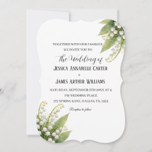 Invitación Lirio de los Valles Boda Floral Acuarela Blanca