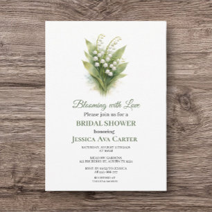 Invitación Lirio de los Valles Floral Bridal Shower Blanco