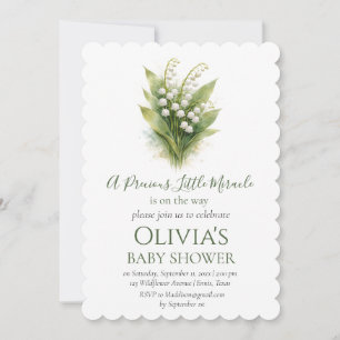 Invitación Lirio de los Valles Revelación de Bebé Flor Blanca