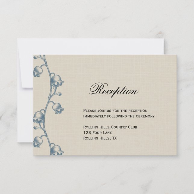 Invitación Lirio de los Valles sobre Encaje de Hilo Crudo en  (Anverso)