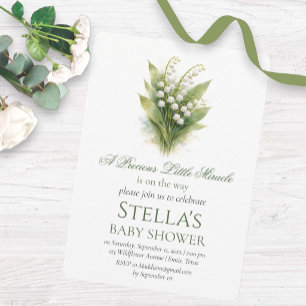 Invitación Lirio de Valle Blanco Floral Baby Shower