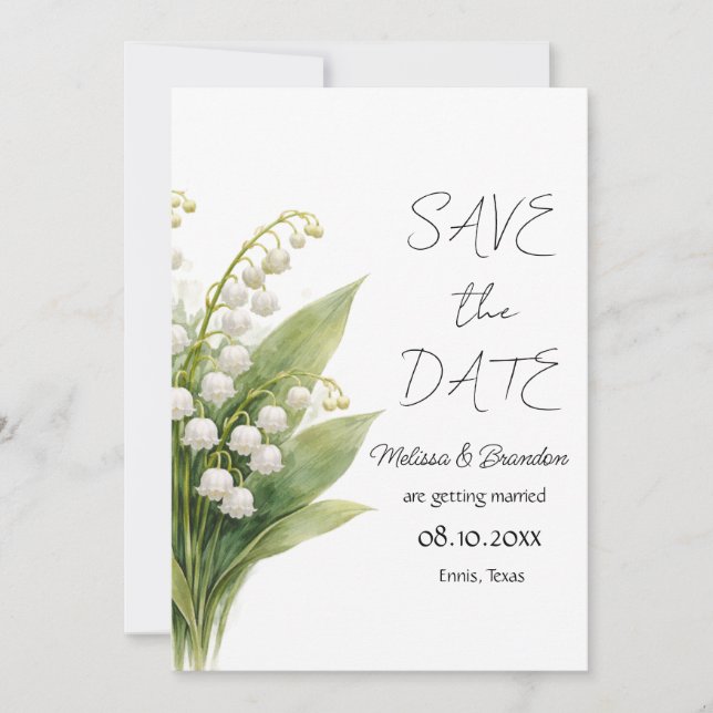 Invitación Lirio de Valle Blanco Floral Boda de Primavera  (Anverso)
