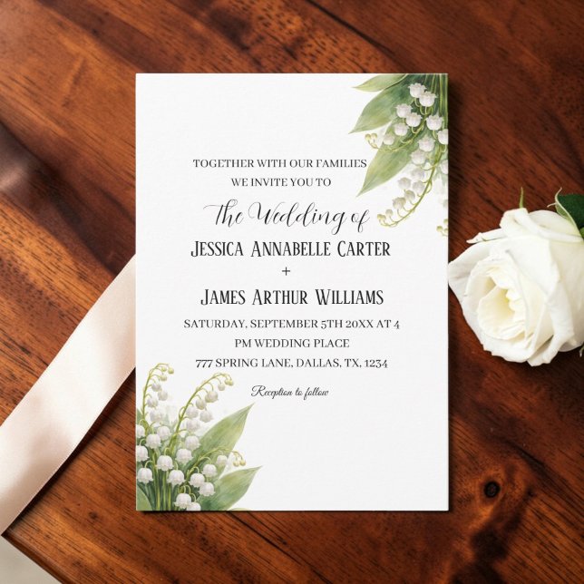 Invitación Lirio del Valle Blanco Floral Acuarela Boda (Subido por el creador)