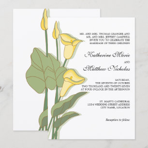 Invitación Lirio elegante de Calla en Boda amarillo