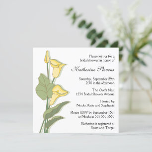Invitación Lirio elegante de Calla en ducha de novia amarilla