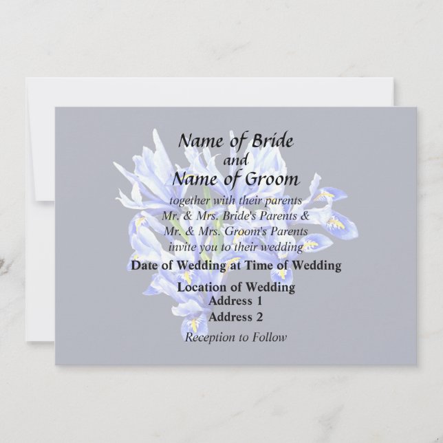 Invitación Lirio Enano Púrpura Corazón (Anverso)