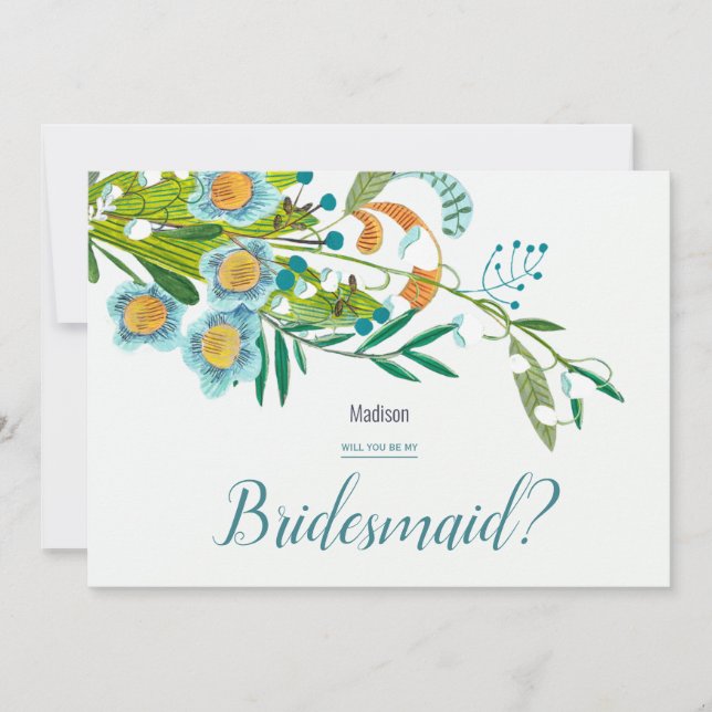 Invitación Lirio floral moderno boho de la dama de honor del  (Anverso)