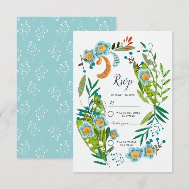 Invitación Lirio floral moderno Boho del Boda del Valle (Anverso / Reverso)