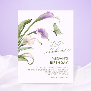 Invitación Lirio púrpura floral cumpleaños