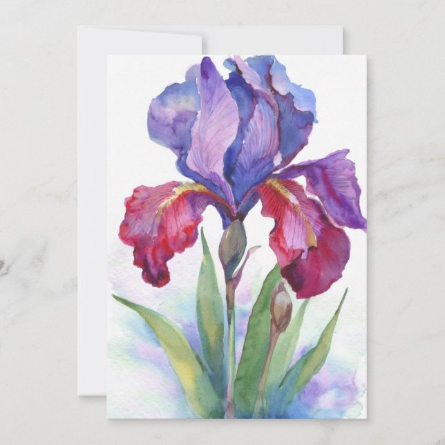Invitación Lirio púrpura y rojo (Anverso)