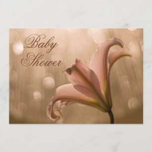 Invitación Lirio rosado Bokeh Baby Shower