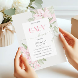 Invitación Lirio verde rosa moderno deja Baby Shower