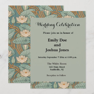 Invitación Lirios de Agua Arte Nouveau Naturaleza