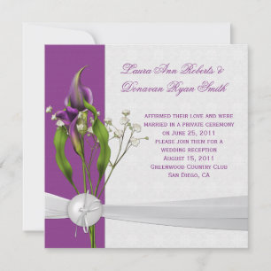 Invitación Lirios de Cala Purpuras Damasco Blanco Post Boda