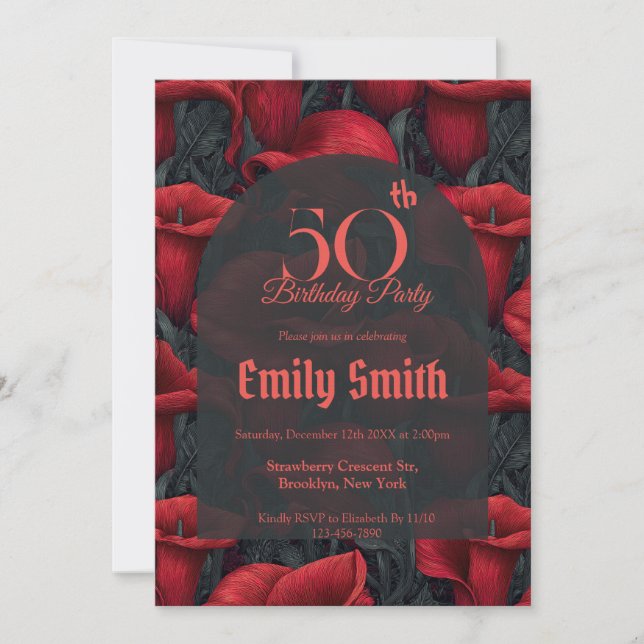 Invitación Lirios de llamada elegantes lujo 20 cumpleaños (Anverso)