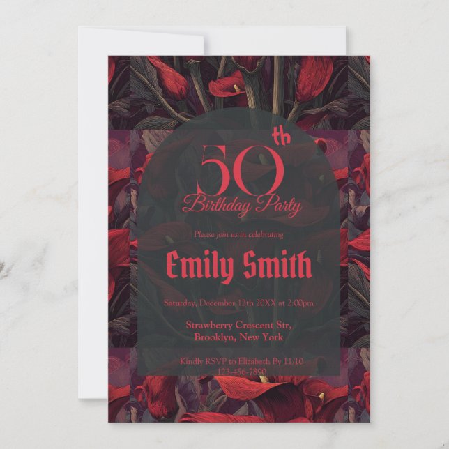 Invitación Lirios de llamada elegantes lujo 20 cumpleaños (Anverso)