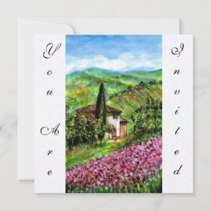 Invitación LIRIOS EN TOSCANA,Campo de flores verde púrpura