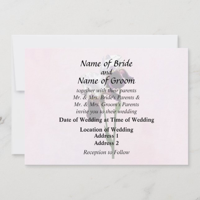 Invitación Lirios enamorados (Anverso)