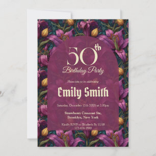 Invitación Lirios Femeninos Brillan Sorpresa Cumpleaños