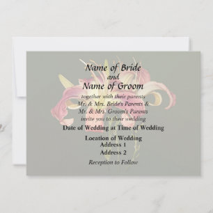 Invitación Lirios Rosa Oscuro Con Centros Amarillos