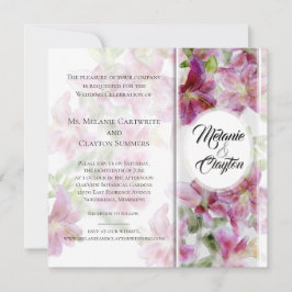 Invitación Lirios Stargazer Acuarela