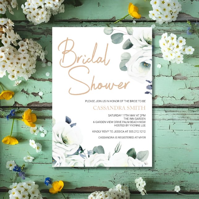 Invitación Lisianthus Succulent Ivory Botany Bridal Shower (Subido por el creador)
