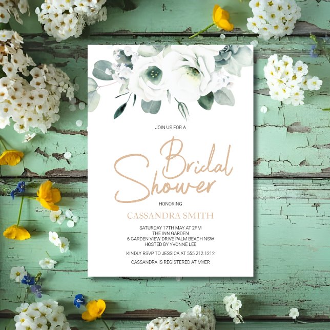 Invitación Lisianthus Succulum Marfil Floral Bridal Shower (Subido por el creador)