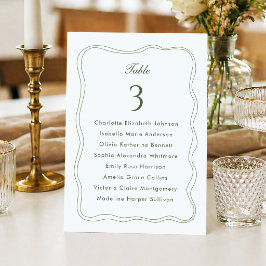 Invitación Lista de Asientos de Boda en Elegante Verde Salvia