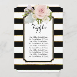 Invitación Lista de Asientos de Mesa con Rayas Anchas Florale