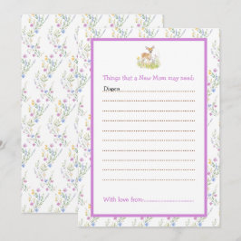 Invitación Lista de consejos de Baby Shower de venado de prim