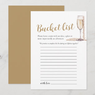 Invitación Lista de deseos de boda de Perlas Doradas y Prosec